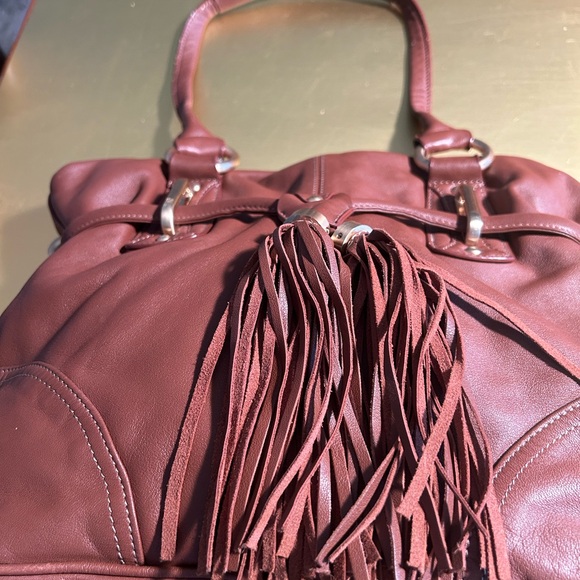 B Markowsky Brown Leather Tassel Bag